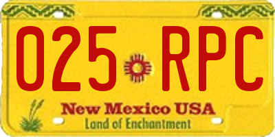 NM license plate 025RPC