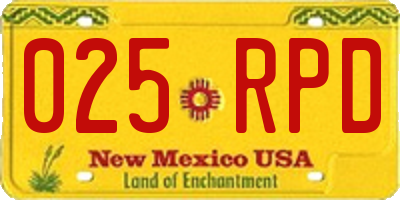 NM license plate 025RPD