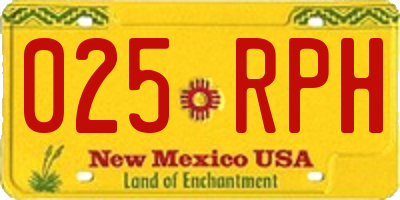 NM license plate 025RPH