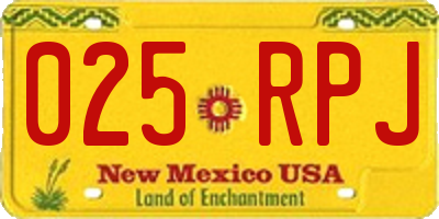 NM license plate 025RPJ