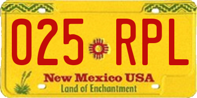 NM license plate 025RPL