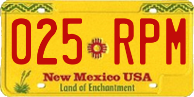 NM license plate 025RPM