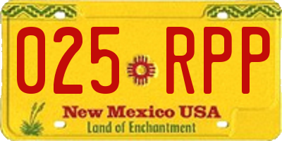 NM license plate 025RPP