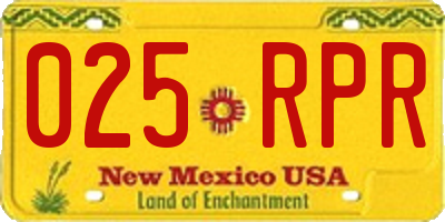 NM license plate 025RPR
