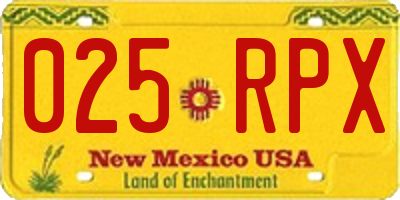 NM license plate 025RPX