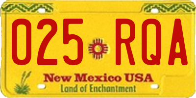 NM license plate 025RQA