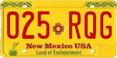 NM license plate 025RQG