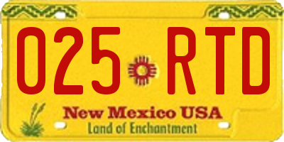 NM license plate 025RTD