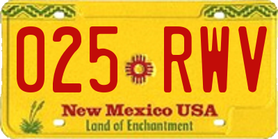 NM license plate 025RWV