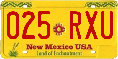 NM license plate 025RXU
