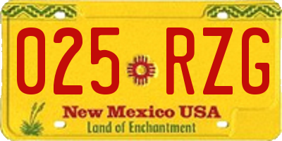 NM license plate 025RZG