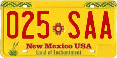 NM license plate 025SAA