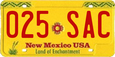 NM license plate 025SAC