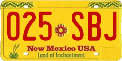 NM license plate 025SBJ