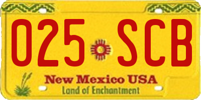 NM license plate 025SCB