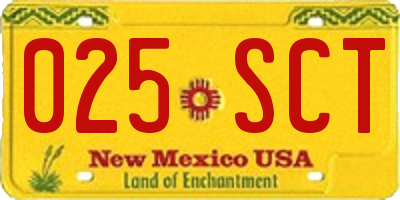 NM license plate 025SCT