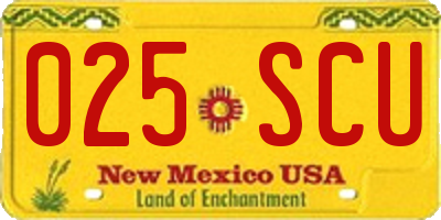 NM license plate 025SCU
