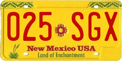 NM license plate 025SGX