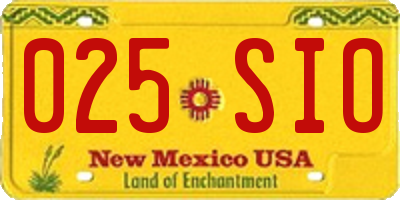 NM license plate 025SIO