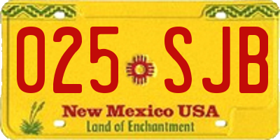 NM license plate 025SJB