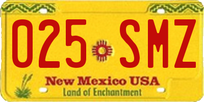 NM license plate 025SMZ