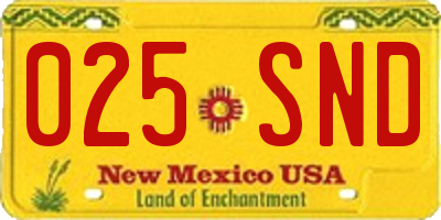 NM license plate 025SND