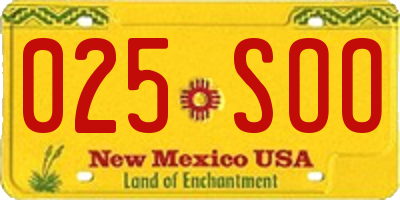 NM license plate 025SOO