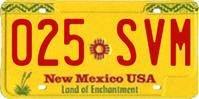 NM license plate 025SVM