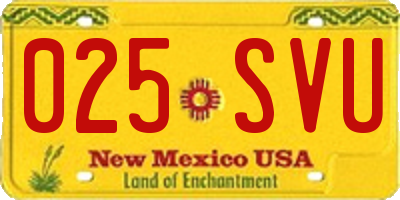 NM license plate 025SVU