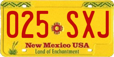 NM license plate 025SXJ