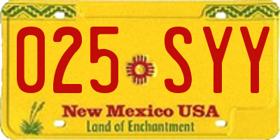 NM license plate 025SYY
