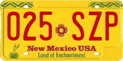 NM license plate 025SZP