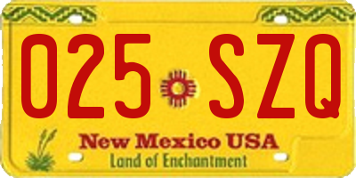 NM license plate 025SZQ