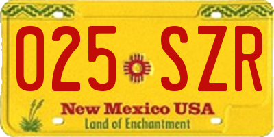 NM license plate 025SZR