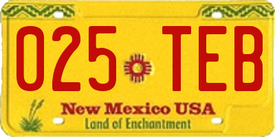 NM license plate 025TEB