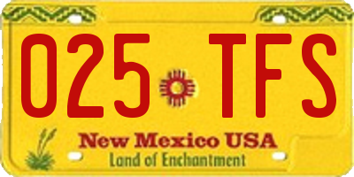 NM license plate 025TFS