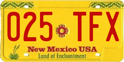 NM license plate 025TFX