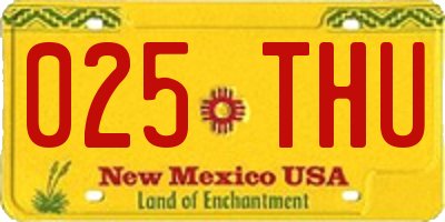 NM license plate 025THU