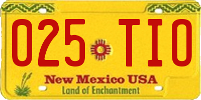 NM license plate 025TIO