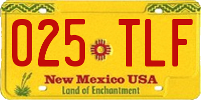 NM license plate 025TLF