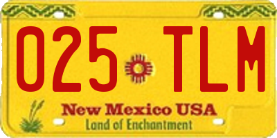 NM license plate 025TLM