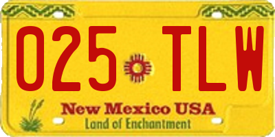 NM license plate 025TLW