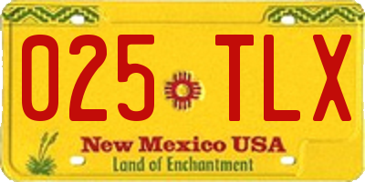 NM license plate 025TLX