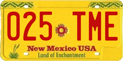 NM license plate 025TME