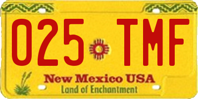 NM license plate 025TMF