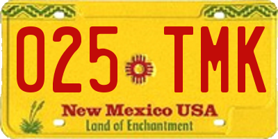 NM license plate 025TMK