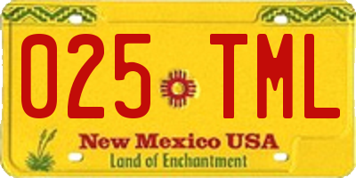 NM license plate 025TML