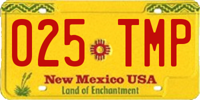NM license plate 025TMP