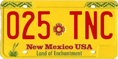 NM license plate 025TNC