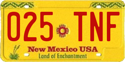 NM license plate 025TNF